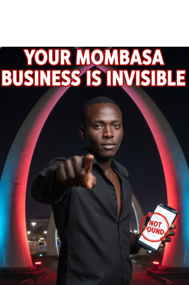 Victor Marangu analyzing SEO data for a Mombasa business invisible on Google.